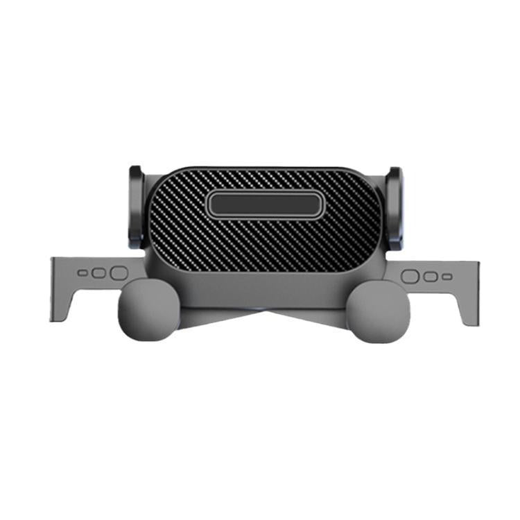 Retractable car phone holder main body with carbon-fiber textured panel and lock slot
