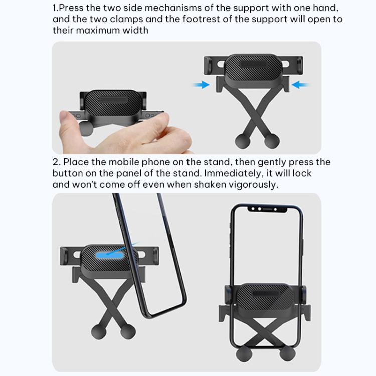 Retractable car phone holder main body with adjustable clamps and retracting arms