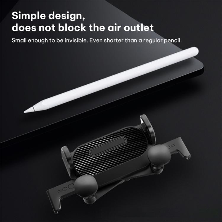 Retractable car phone holder main body with vent-friendly bracket and carbon-fiber finish