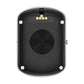 Back view of black 4G GPS tracker with screw corners and charging contacts