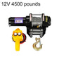 12V 4500 lb car electric winch with yellow wired remote and alloy hook