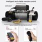 Electric winch system with wired and wireless remote control and metal hook