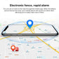 Smartphone map alarm illustration with blue location pin and GPS tracker concept