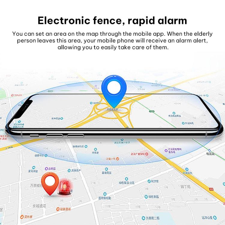 Smartphone map alarm illustration with blue location pin and GPS tracker concept