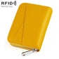 Lemon yellow genuine leather zipper coin card bag with silver zipper pull