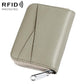 Light gray genuine leather zipper coin card bag with silver zipper pull