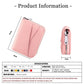 Pink genuine leather coin card bag with zip closure