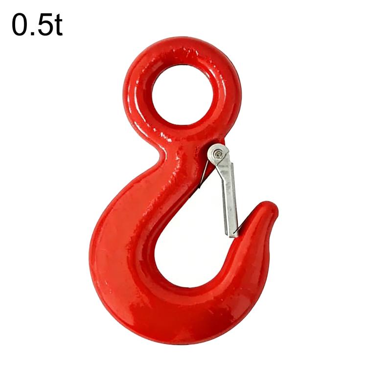 0.5-ton red steel lifting clevis hook with safety latch clip