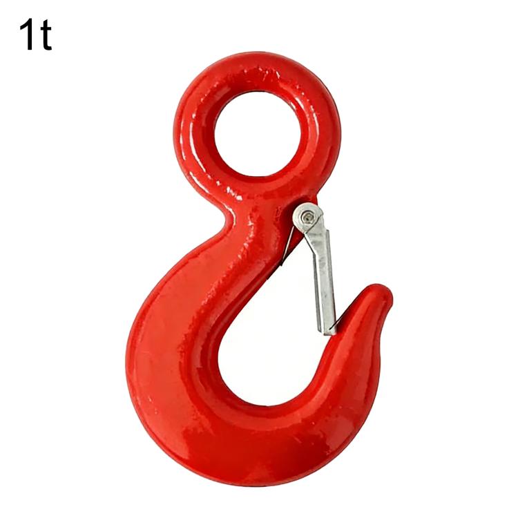 1-ton red steel lifting clevis hook with safety latch clip