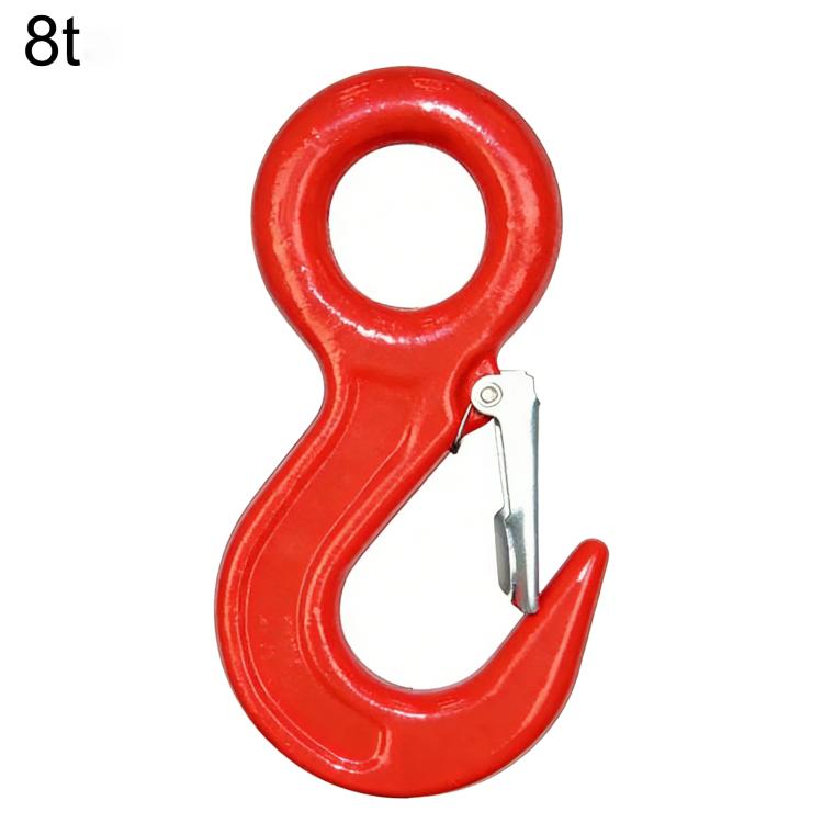 Red alloy steel lifting clevis hook with latch pin, 8T rated