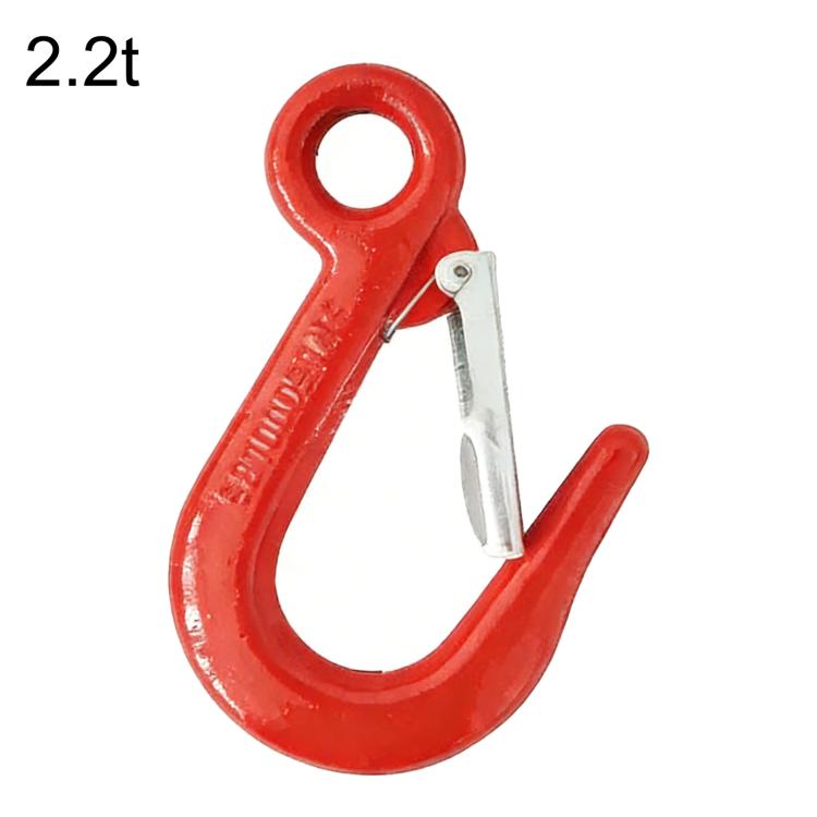 Red alloy lifting hook with safety latch pin, 2.2 ton capacity