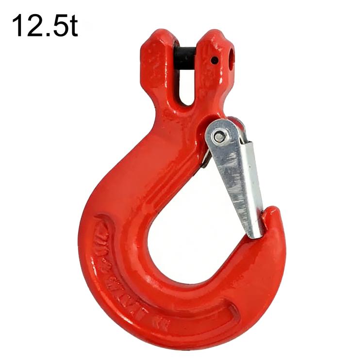 12.5-ton red alloy lifting clevis hook with steel safety latch
