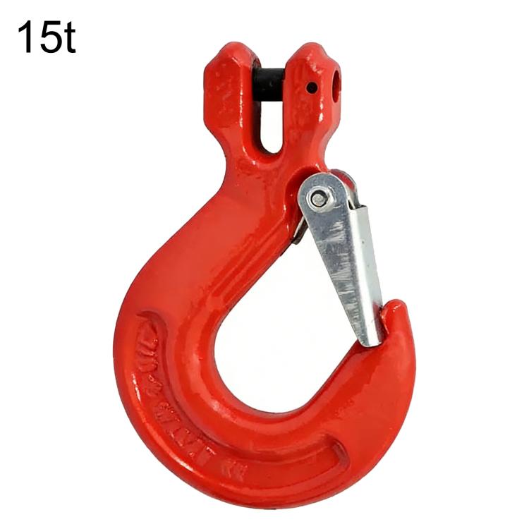 15-ton red alloy lifting clevis hook with steel safety latch