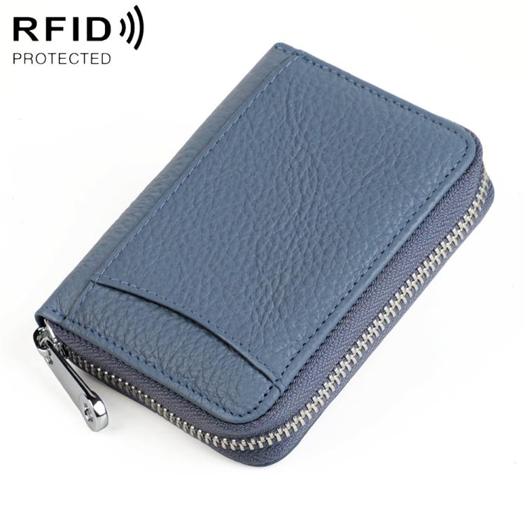 KB301 RFID Anti-theft Genuine Leather Zipper Card Bag