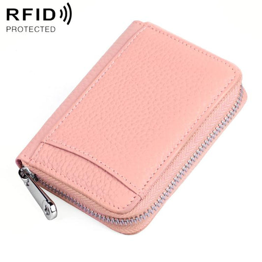 KB301 RFID Anti-theft Genuine Leather Zipper Card Bag