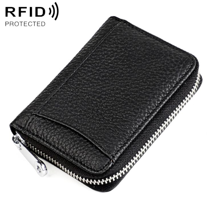 KB301 RFID Anti-theft Genuine Leather Zipper Card Bag