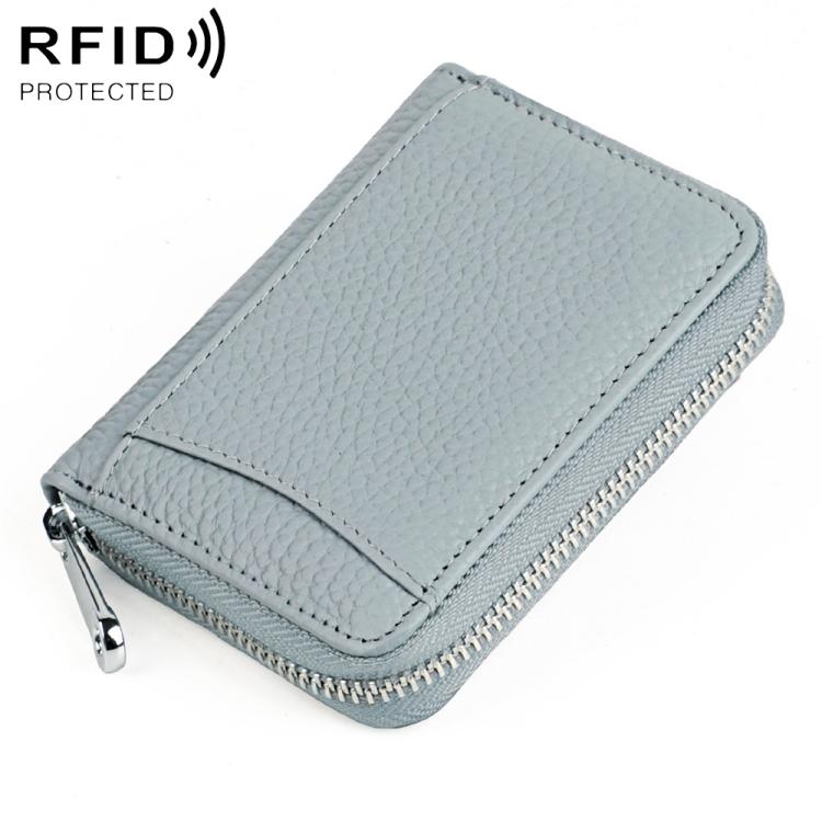KB301 RFID Anti-theft Genuine Leather Zipper Card Bag