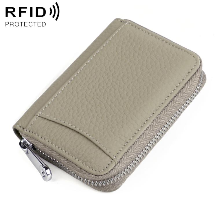 KB301 RFID Anti-theft Genuine Leather Zipper Card Bag