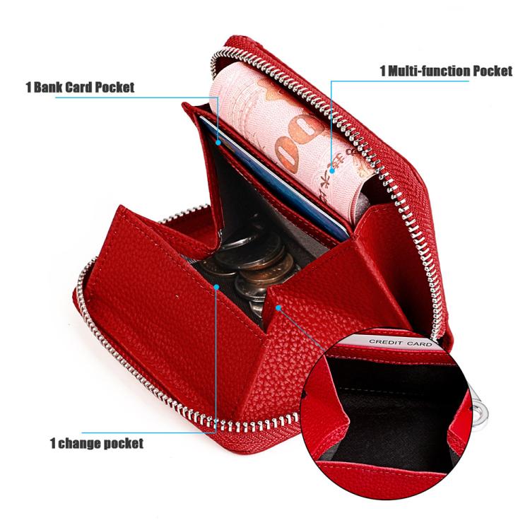 KB301 RFID Anti-theft Genuine Leather Zipper Card Bag