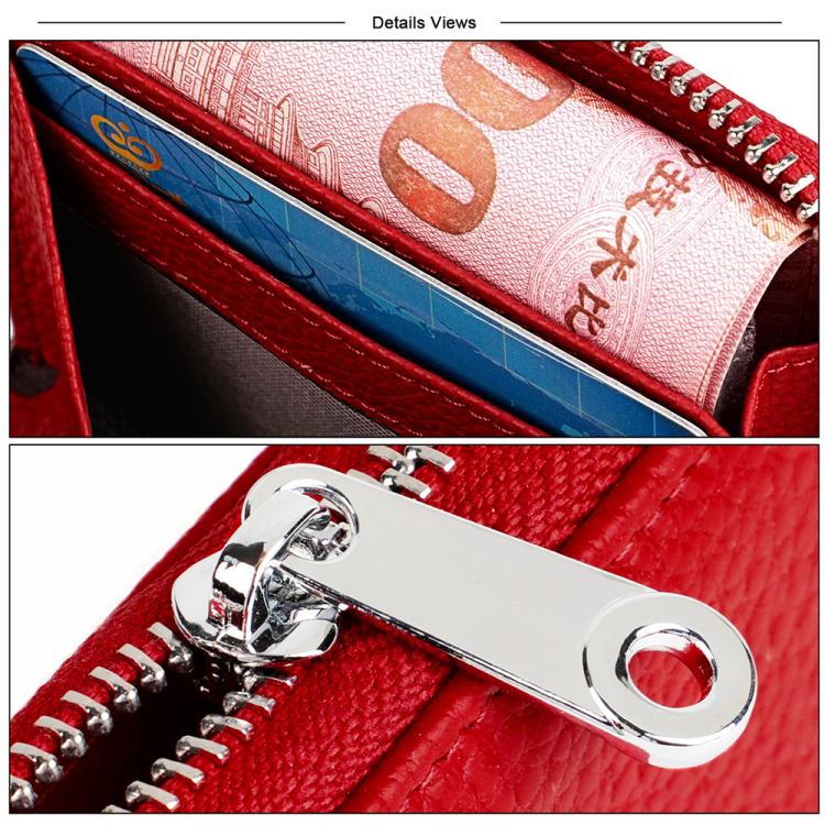 KB301 RFID Anti-theft Genuine Leather Zipper Card Bag
