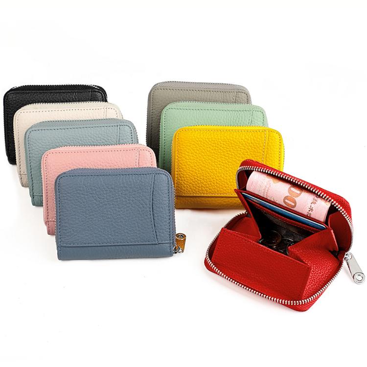 KB301 RFID Anti-theft Genuine Leather Zipper Card Bag