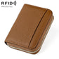 Dark brown ultra-thin RFID anti-theft card bag with zippered edge