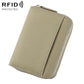 Khaki ultra-thin RFID anti-theft card bag with zip closure and key ring loop