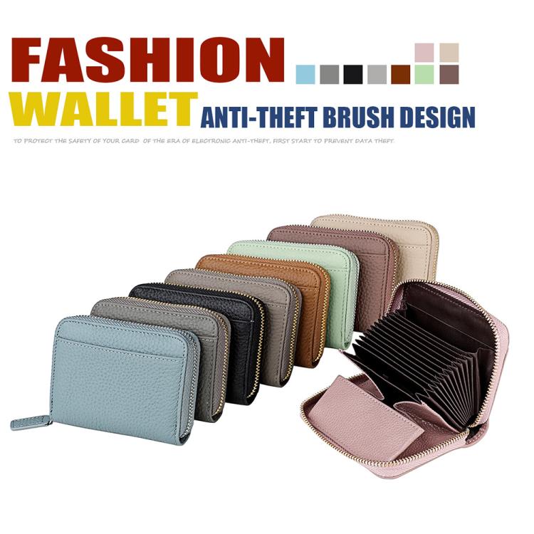 Assorted RFID anti-theft card wallets set with zip closures in multiple colors