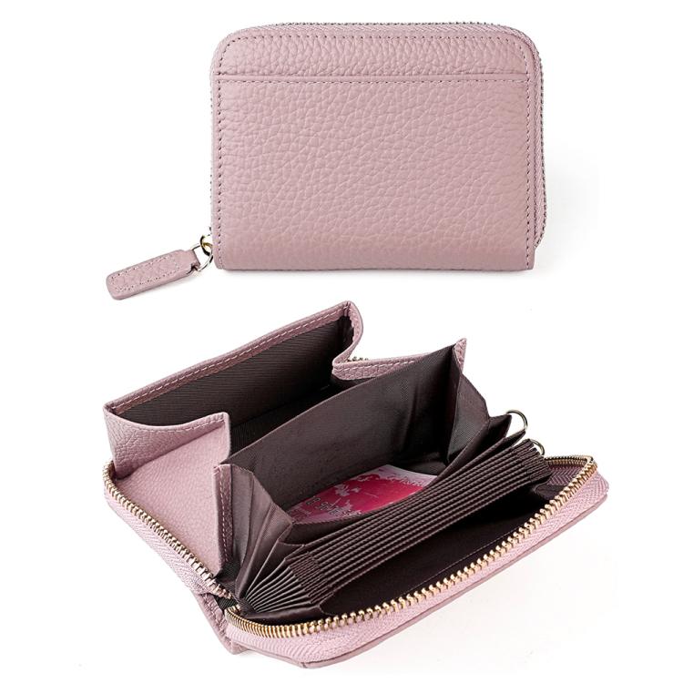 Light pink RFID anti-theft card bag, zippered wallet with card slots and wrist strap