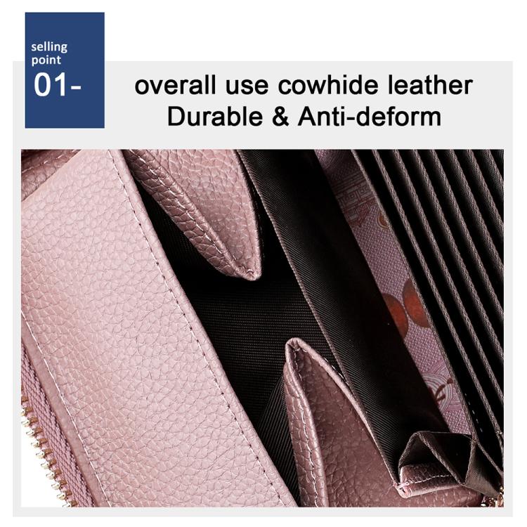 Light pink RFID anti-theft card bag interior showing card slot compartments