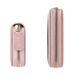 Light pink RFID anti-theft card bag side view with zip track and strap loop