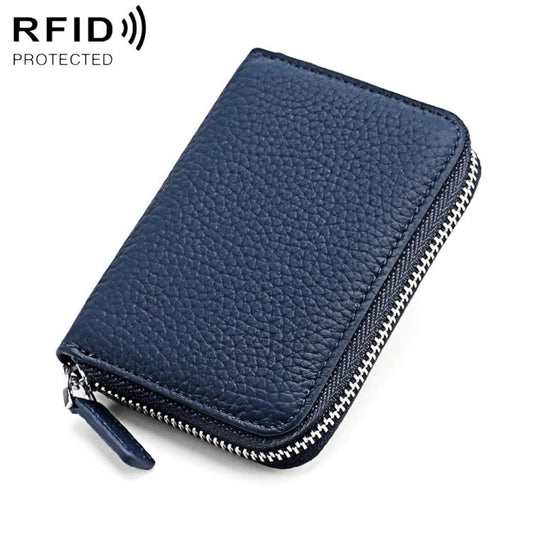 KB28 RFID Anti-theft Genuine Leather Zipper Coin Purse