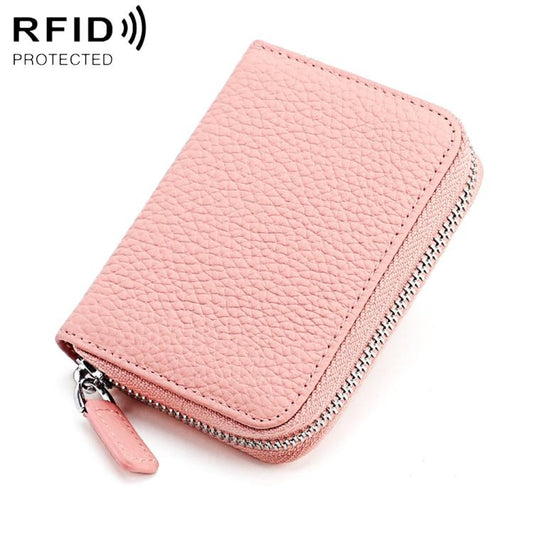 KB28 RFID Anti-theft Genuine Leather Zipper Coin Purse