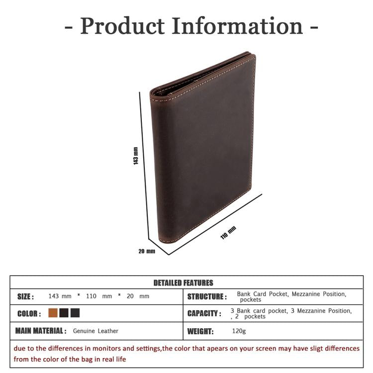 Brown leather RFID card ID wallet, closed front with stitched trim and slim profile.