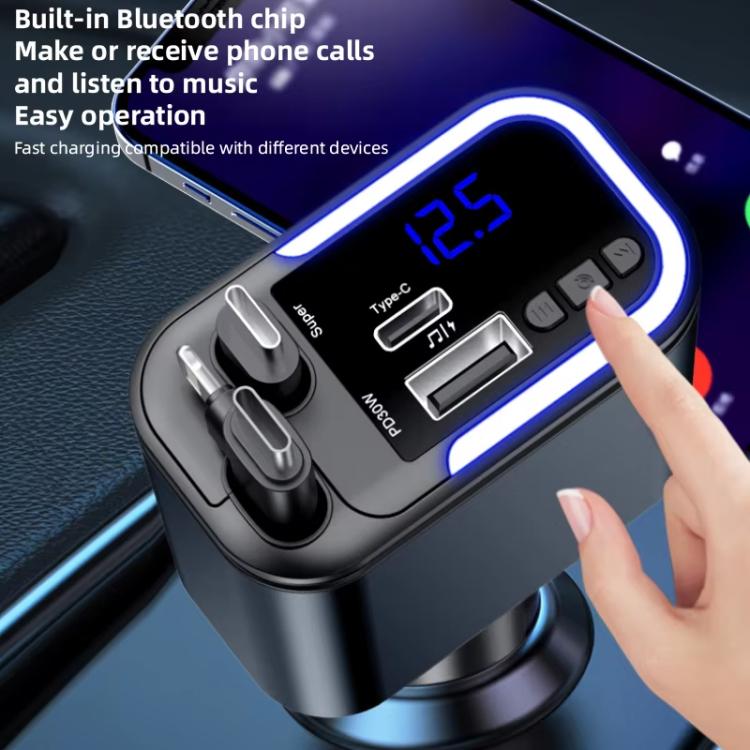F9 Car MP3 Bluetooth Player Fast Charger with Retractable Cable, F9 with Retractable Cable