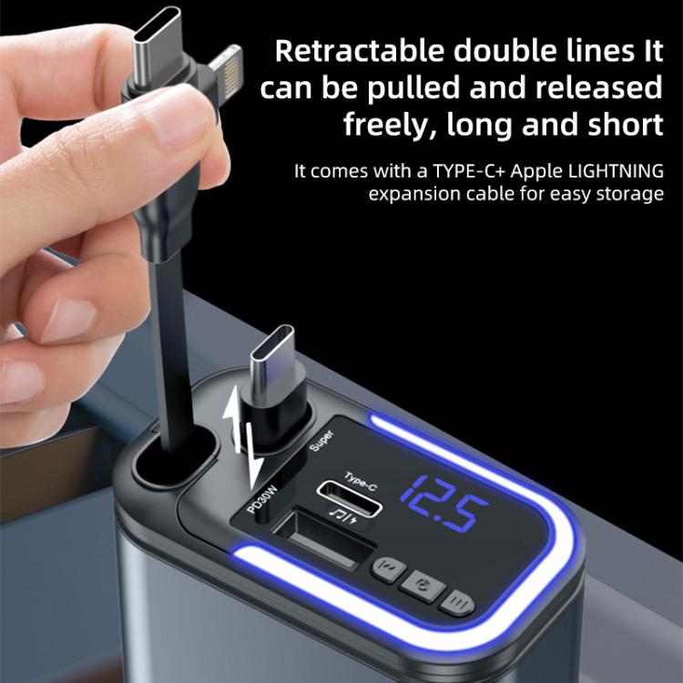 F9 Car MP3 Bluetooth Player Fast Charger with Retractable Cable, F9 with Retractable Cable