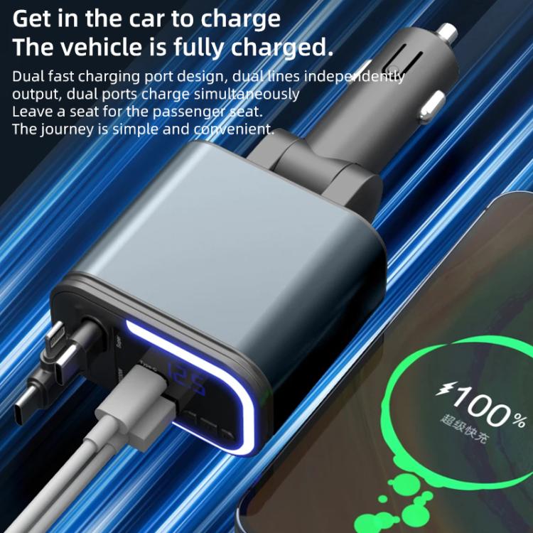 F9 Car MP3 Bluetooth Player Fast Charger with Retractable Cable, F9 with Retractable Cable