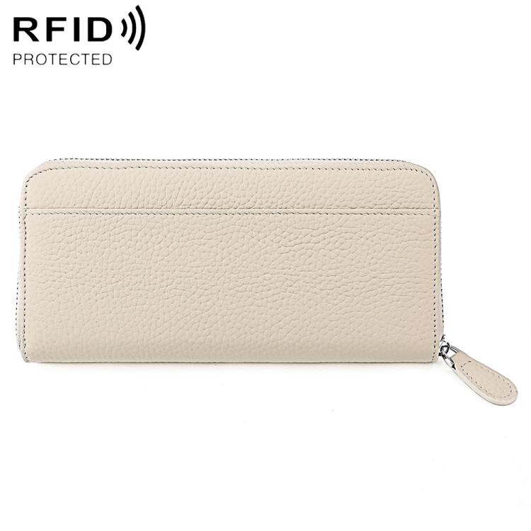 Light beige leather accordion zipper coin purse with wrist strap