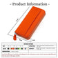 Orange leather accordion zipper coin purse with small key ring charm
