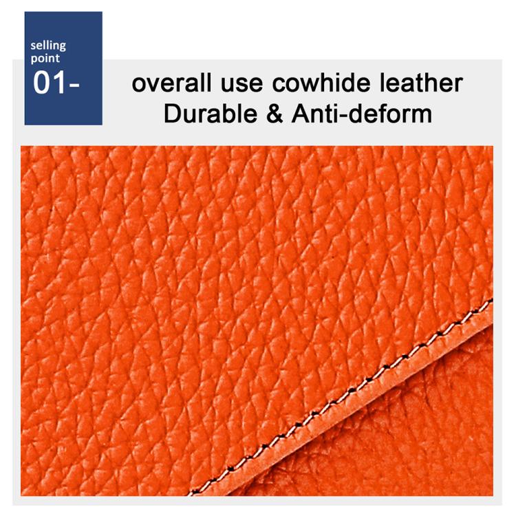 Orange leather texture close-up for accordion zipper coin purse