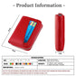Red genuine leather zip card holder with card compartments and zipper pull