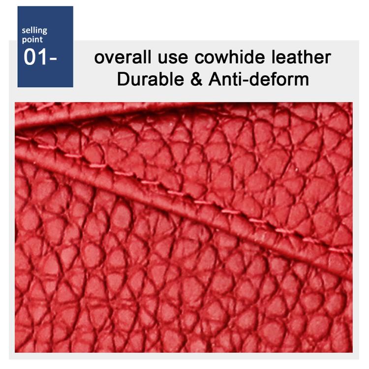 Red textured genuine leather close-up panel