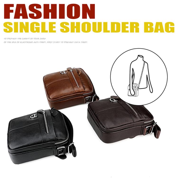 Genuine leather crossbody shoulder bags in brown and black, compact single-strap style