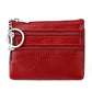 Genuine leather key coin purse with double zippers, red color