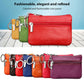 Red genuine leather zipper key coin purse with keyring