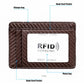 Brown RFID card holder wallet with bank card pocket and credit card window
