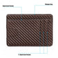Brown RFID card holder with woven pattern and three bank card pockets