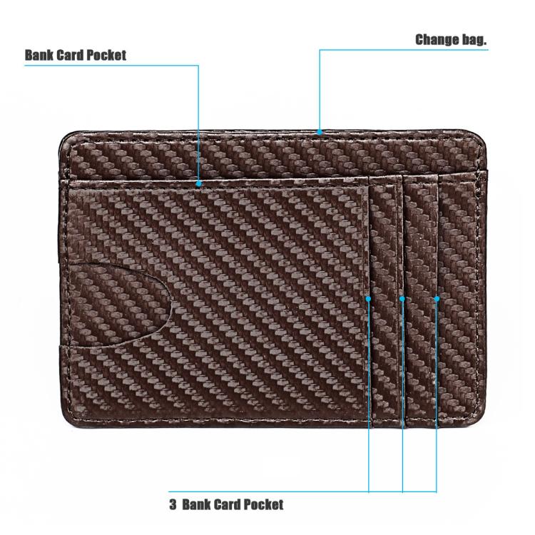 Brown RFID card holder with woven pattern and three bank card pockets
