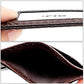 Coffee brown carbon fiber RFID card bag with stitched edge and interior lining