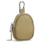 Mini genuine leather coin bag keychain, olive tan pebble-grain with zipper and carabiner loop